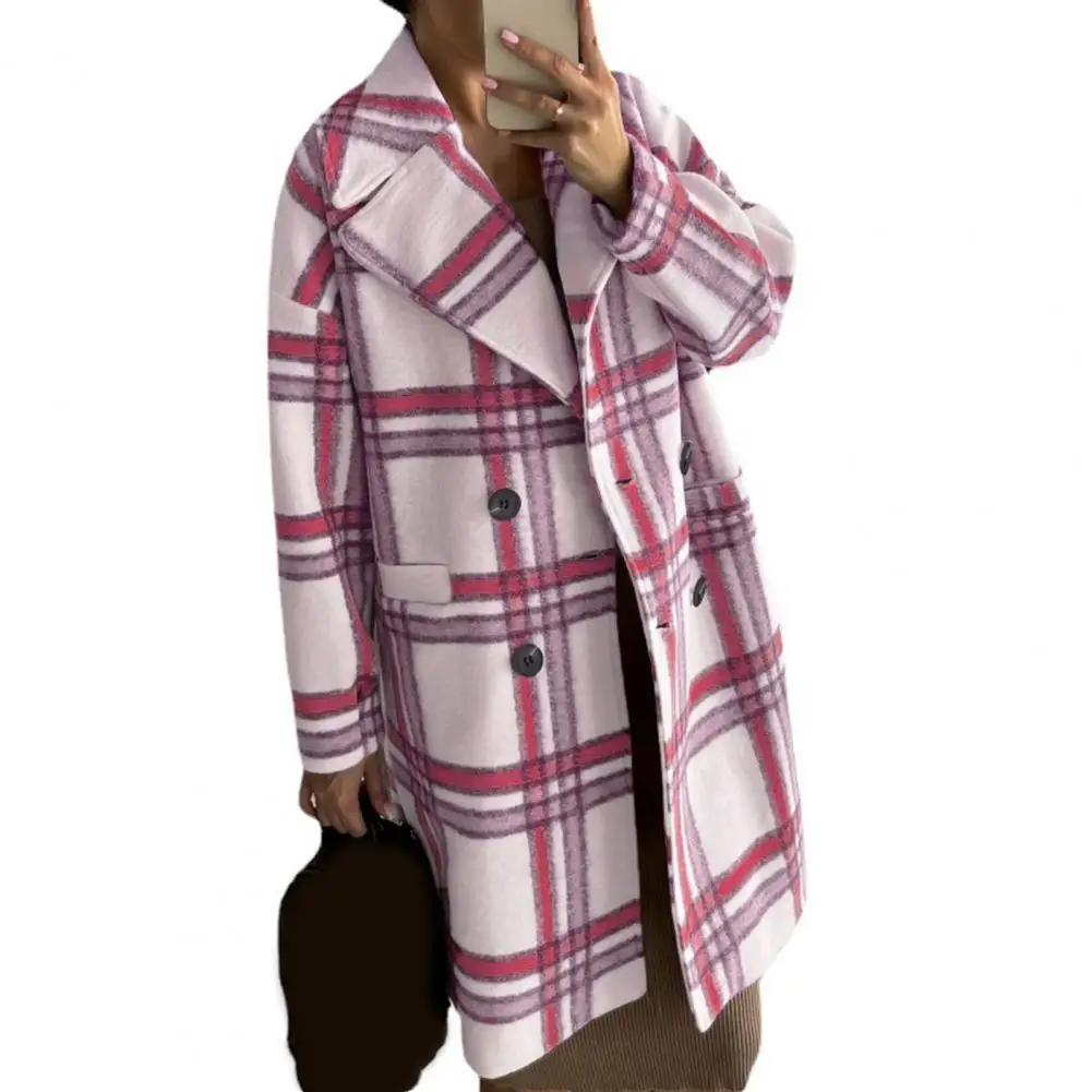 

Chic Autumn Coat Cardigan Contrast Color Women Winter Coat Anti-pilling Winter Coat