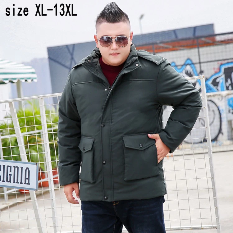 

Мужской пуховик на молнии, Повседневная теплая Толстая куртка с капюшоном, очень большого размера 11XL 12XL 13XL