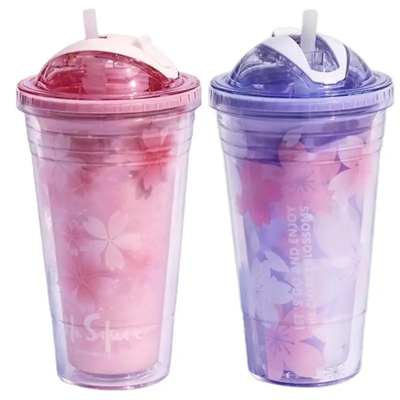 

Sakura Water Cup Cherry Blossom Water Bottle With Straw For Running 16 Oz Double Wall Water Bottle With Lid Leakproof Water