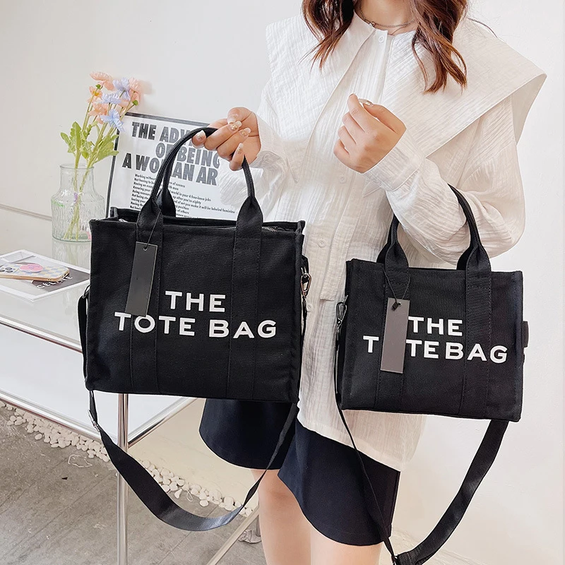 Повседневная вместительная сумка-тоут canvas, женские сумочки, дизайнерские брендовые сумки через плечо с надписью, роскошные модели 2023