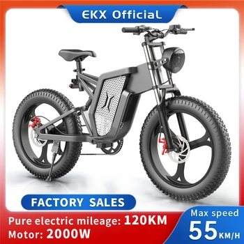 EKX X20 Electric Bicycle 30AH 2000W 48V Adult Mountain Ebike 20 Inch Mountain Moped Men's Road Hydraulic Oil Brake Electric Bike