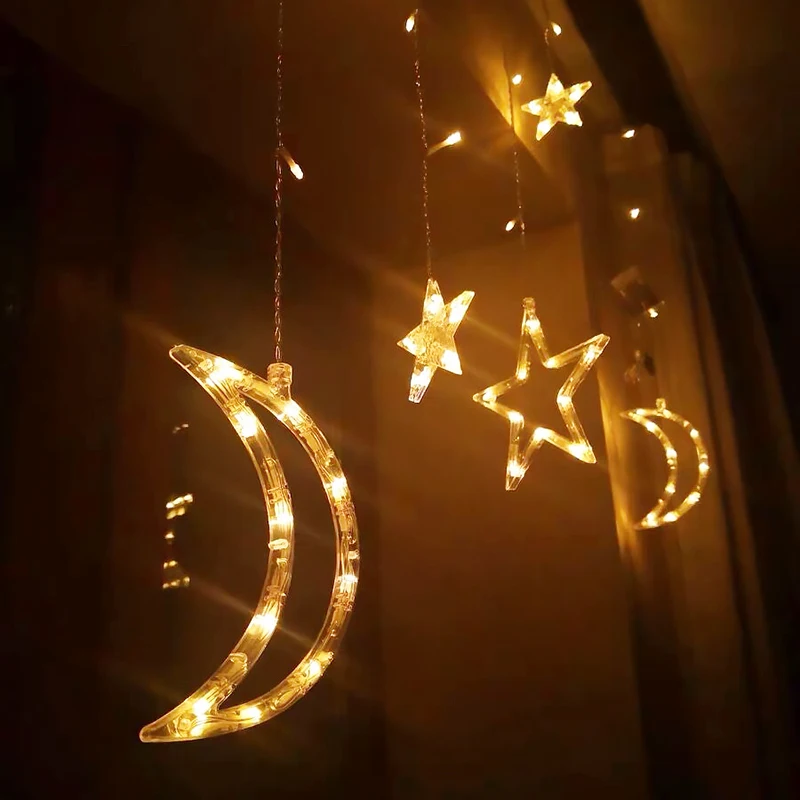 

Светодиодная гирсветильник Eid Mubarak, 12 Светодиодный одов, USB-интерфейс, звезда, луна, светодиодсветильник лампа для дневного света, исламский ...