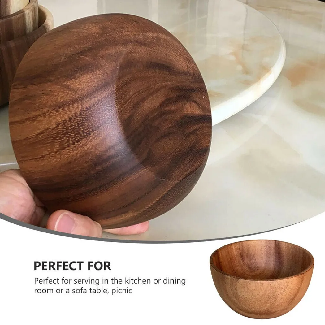 

8x5cm Natural Wooden Salad Bowl Coconut Bowl Creative Fruit Salad Noodle Rice Ramen Bowl Mixing Bowl Wooden Tableware