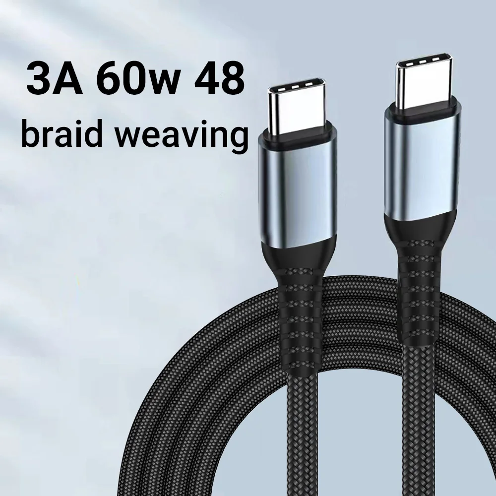 

PD 60W Type C to Type C Cable for iPhone 15 Pro Max 13 Xiaomi 14 Samsung Huawei OPPO Fast Charging Nylon Braided Data Cord 1/2M