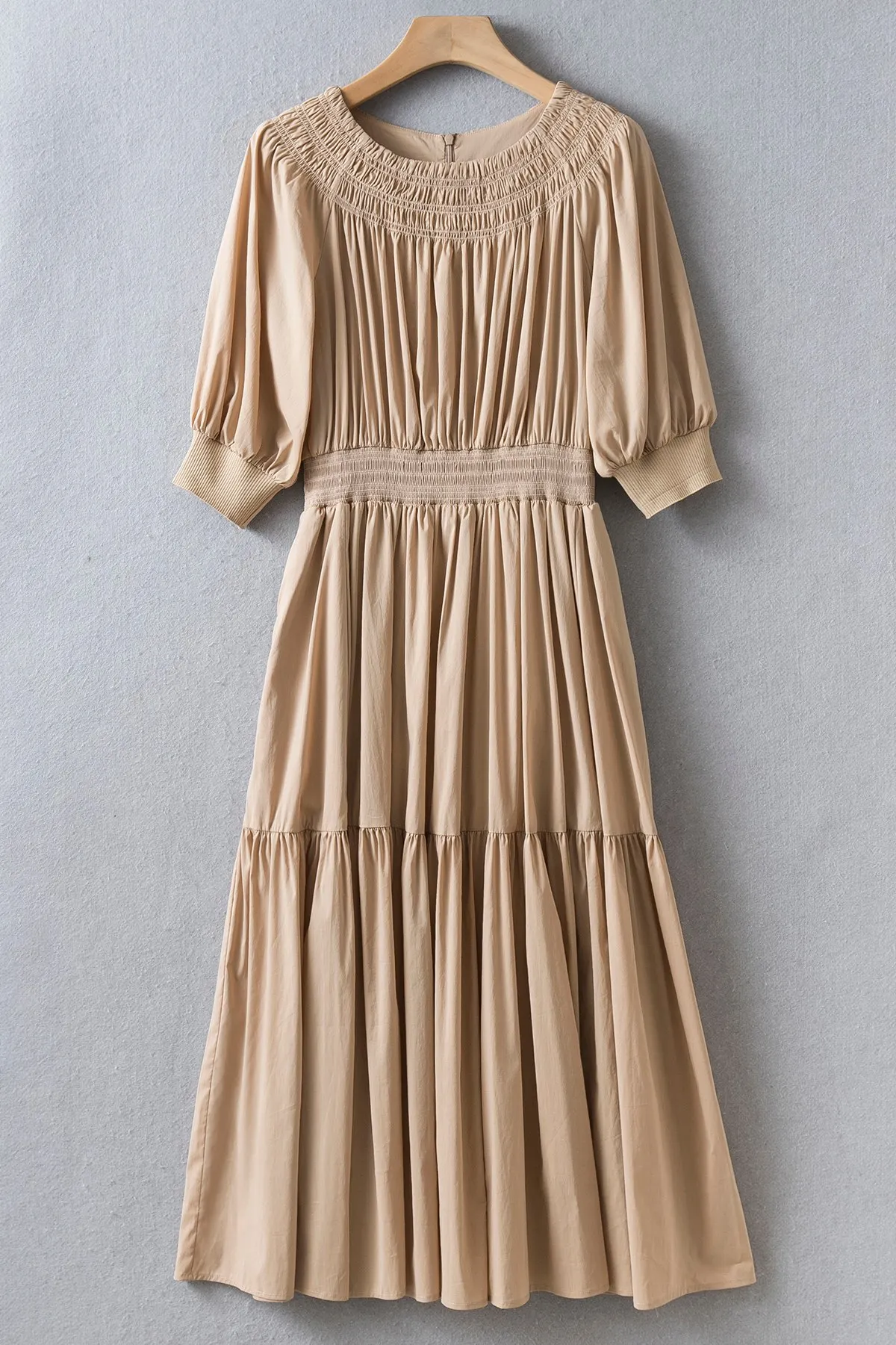 Платье средней длины цвета хаки/черное с рукавами UK 6-16