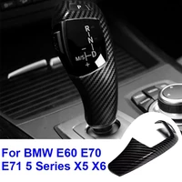 abs carbon fiber gear shift knob cover trim left hand drive car interior cover for bmw e60 e70 e71 5 series x5 x6 for the regula