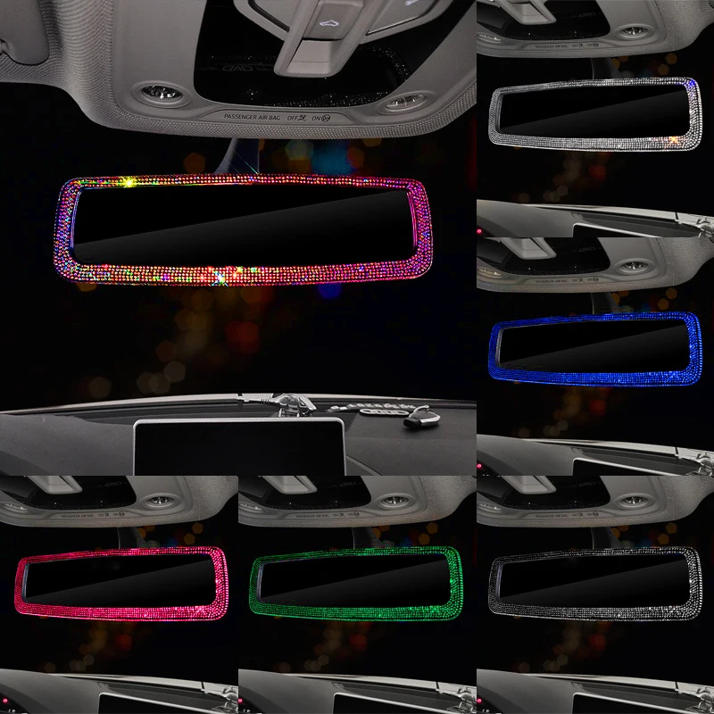 

Алмазный интерьер автомобиля зеркало заднего вида Украшение Кристалл Bling Стразы орнамент крышка зеркала заднего вида Lady авто аксессуары