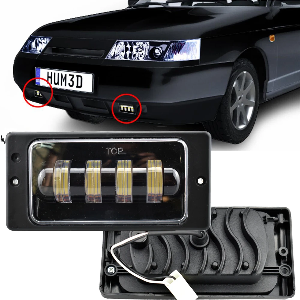 

1Pair Fog Light for Vaz 2114 van LED DRL Driving Lights White amber Angel Eyes Fog Lamp For Lada 2110 -2117 Kamaz Niva Chevrolet
