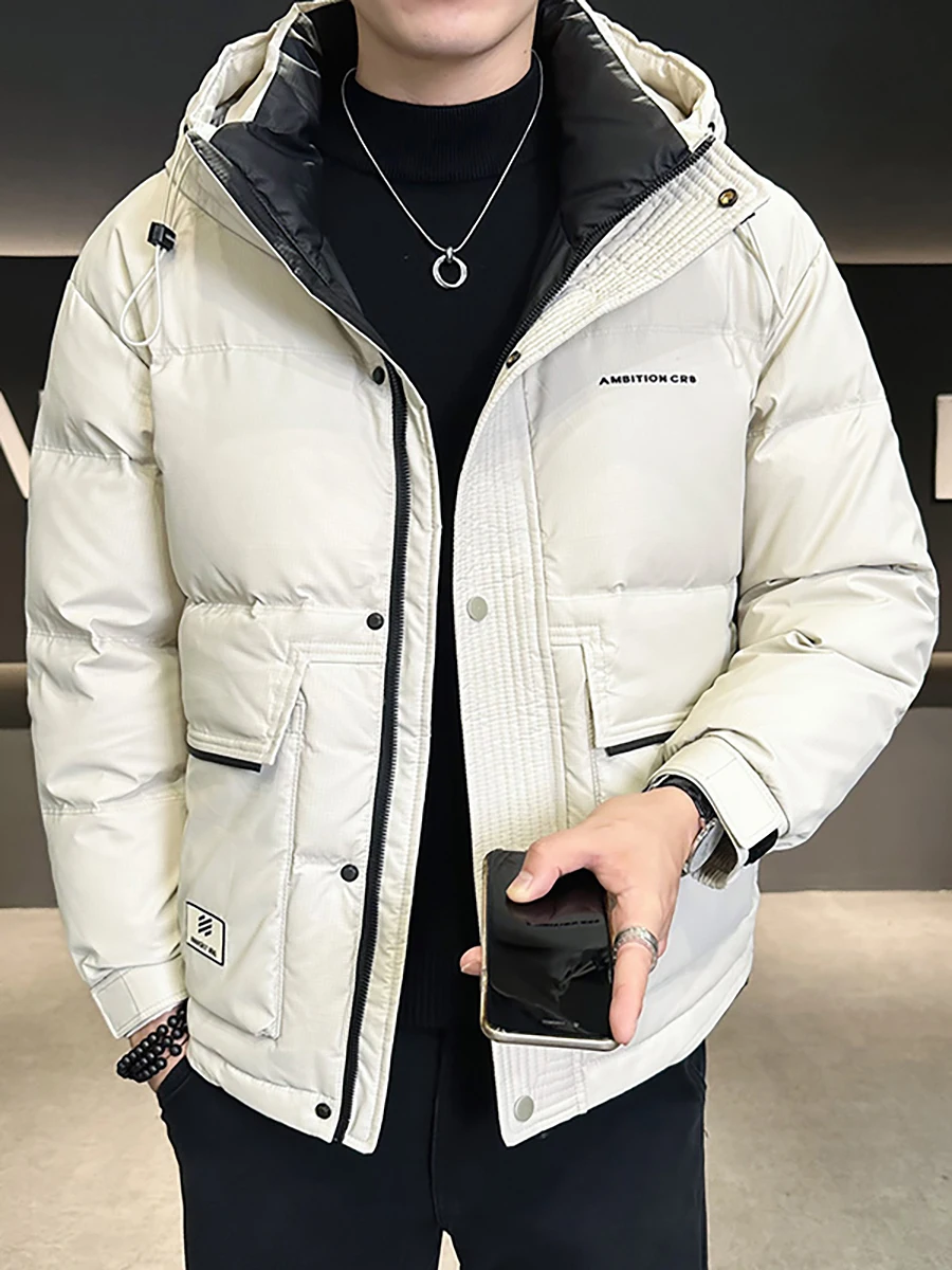 2024 новый зимний пуховик мужской модный теплый короткий утолщенный костюм