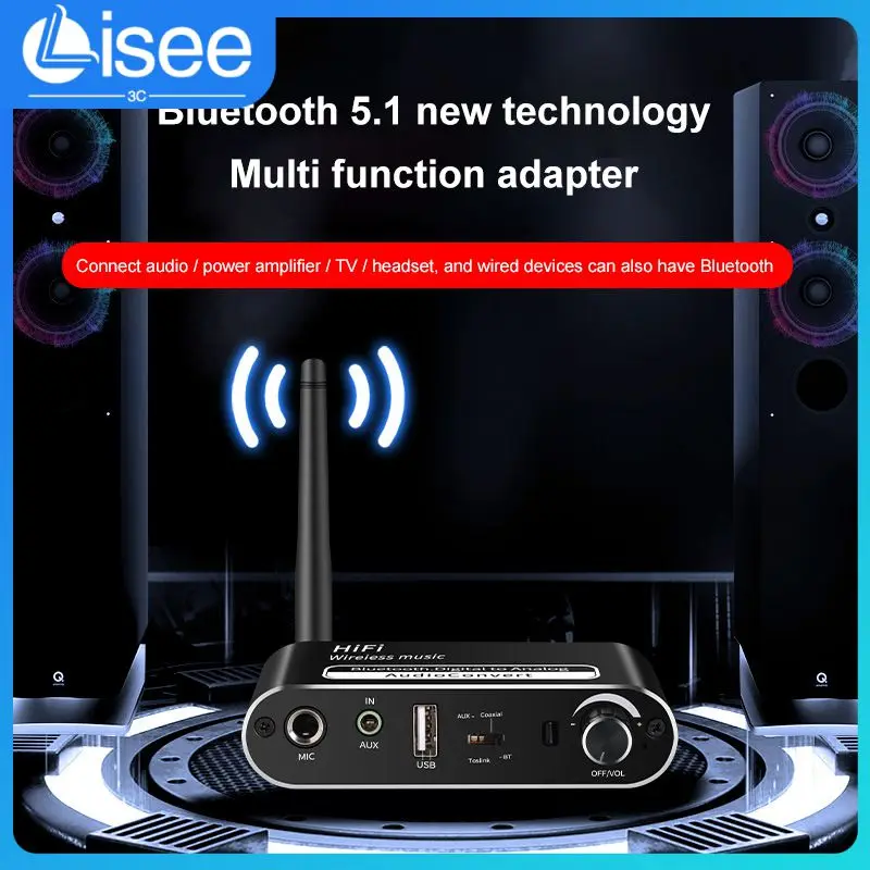 

Portable Bluetooth Adapter Compatible Support Microphone Wireless Bluetooth Adapter Aluminum Alloy Audio Converter Adapter Black