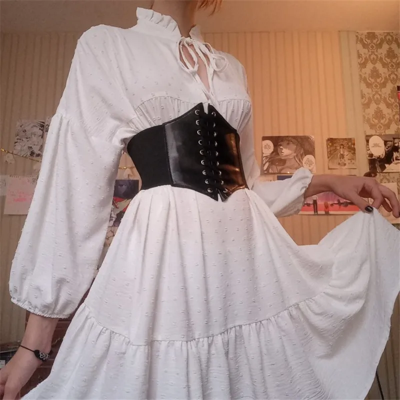 Retro Simple Leather Pu Lace Up Women's Court Waist Elastic Wide Waist Closure Decorative Fashion Belt dress belt 6 Retro Simple Leather Pu Lace Up Women's Court Waist Elastic Wide Waist Closure Decorative Fashion Belt dress belt 6