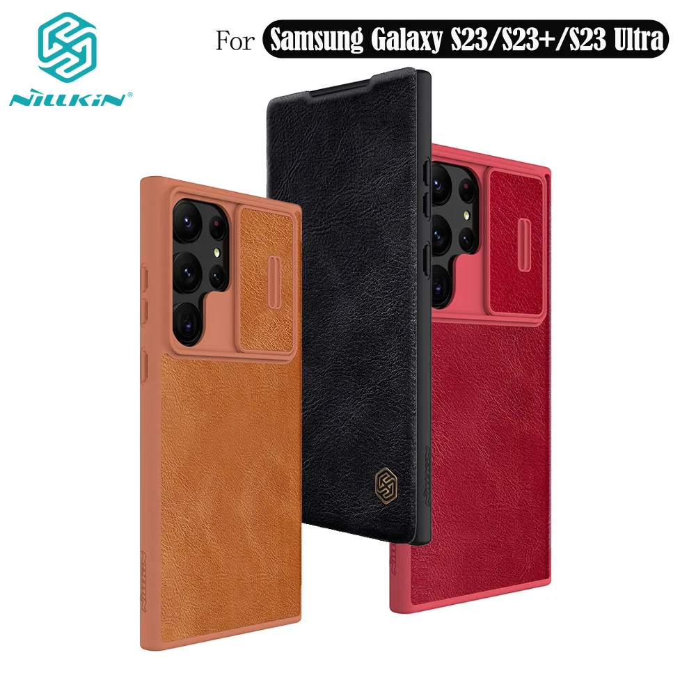 

Flip Case For Samsung Galaxy S23 /S23 Ultra Nillkin QIN Pro Leather Flip Cover Slide Camera Book Case For Samsung S23+ Plus Lid