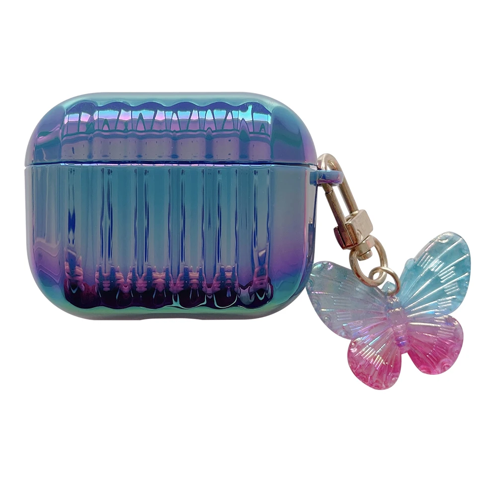 Чехол AirPods Pro с брелоком-бабочкой для Apple полная защита Яркий кожаный чехол | Чехлы