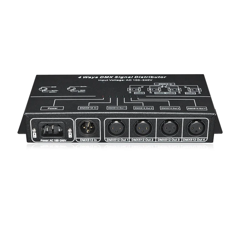 DMX512 Amplifier Splitter DMX Signal Repeater 4CH 4 Output Ports DMX Signal Distributor; AC100V-240V Input DMX124 enlarge
