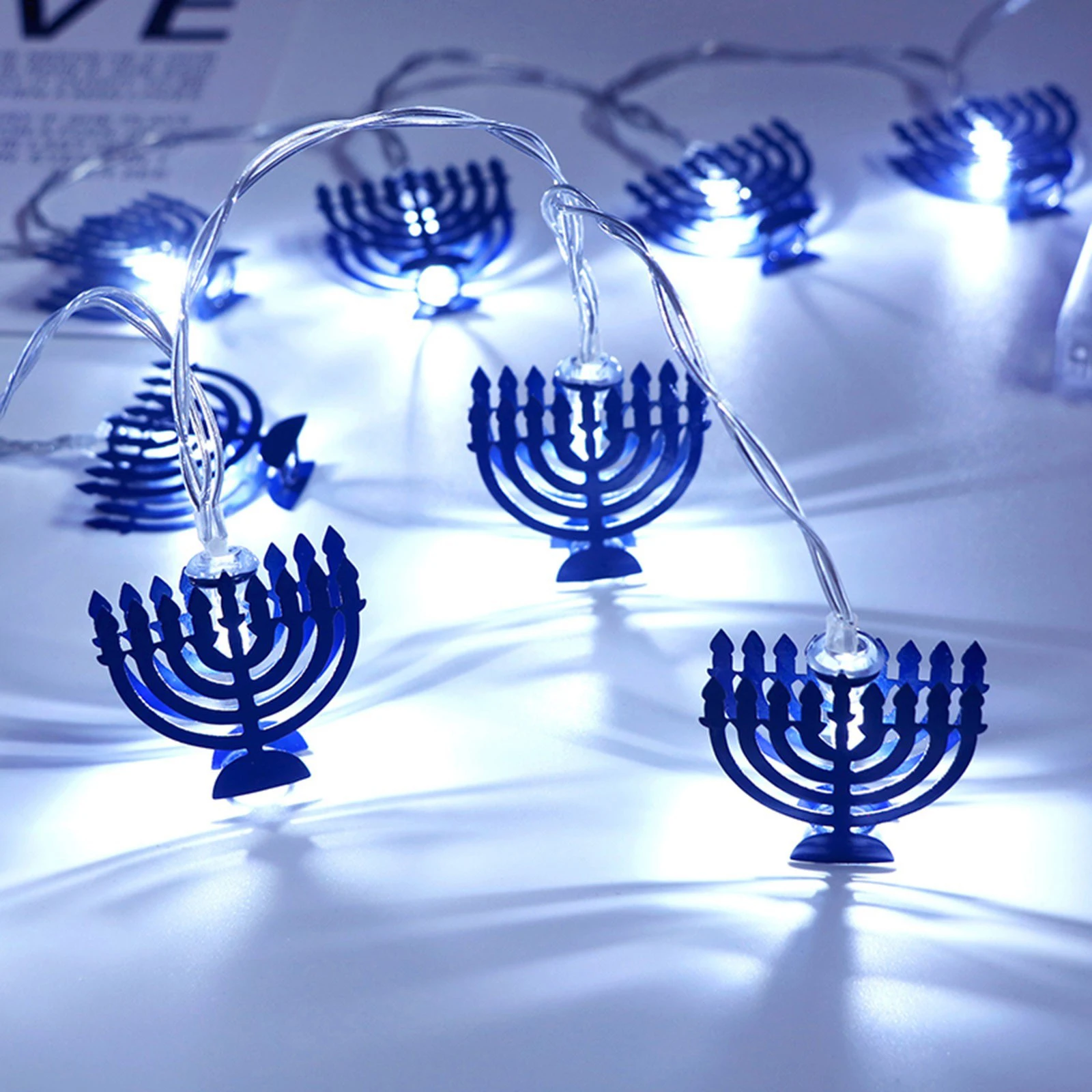

10 светодиодный ных гирлянд Chanukah hanukka, праздвечерние чные световые декорации, подсвечники с питанием от аккумулятора, светодиодные украшения для дома