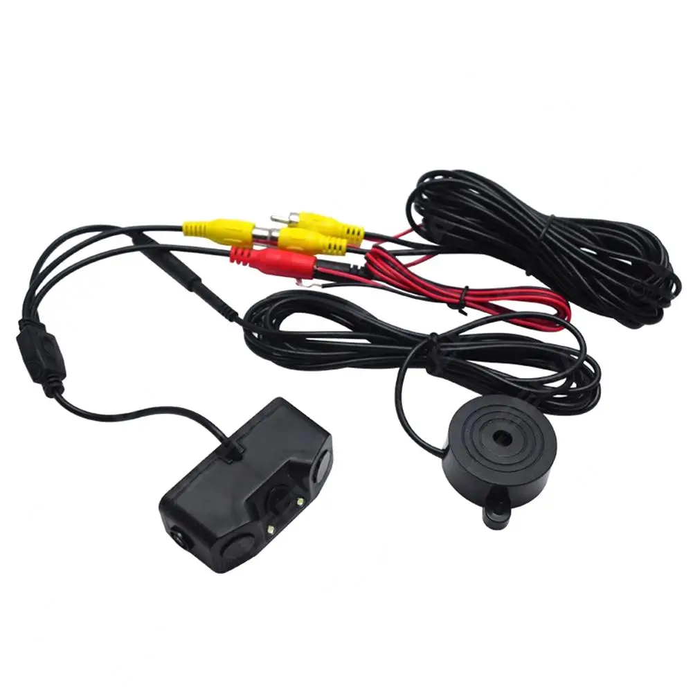 

3 In 1 Car Parking Sensor Hd Camera 2led Light Night Vision Dual Probe Ir Rear View Camera Visual Reversing Radar