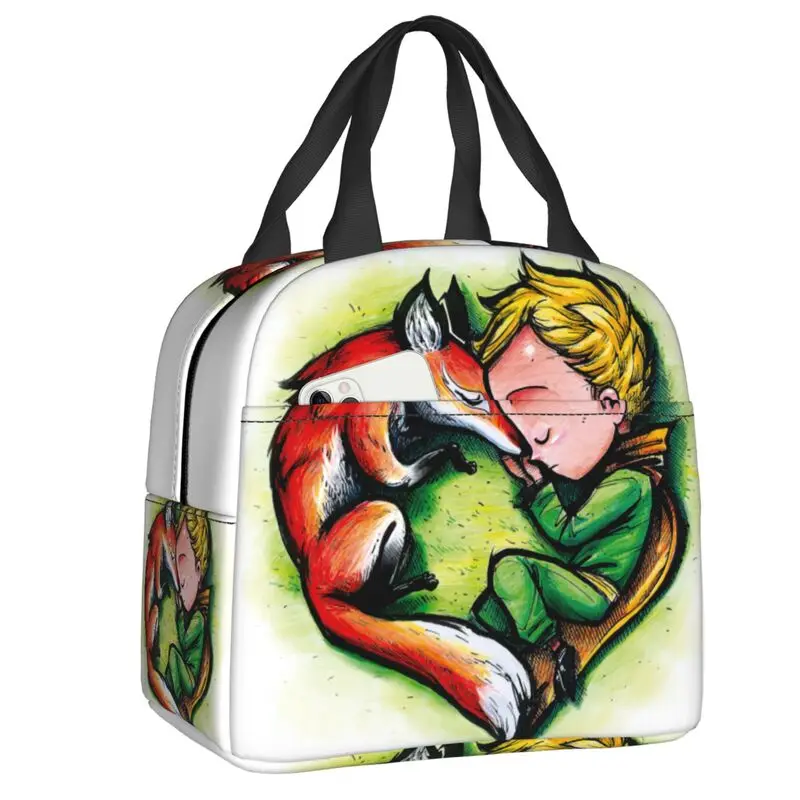 

Love The Little Prince Fox Insulated Lunch Tote Bag Classic France Fairy Tale Fiction Cooler Thermal Food Lunch Box Work School