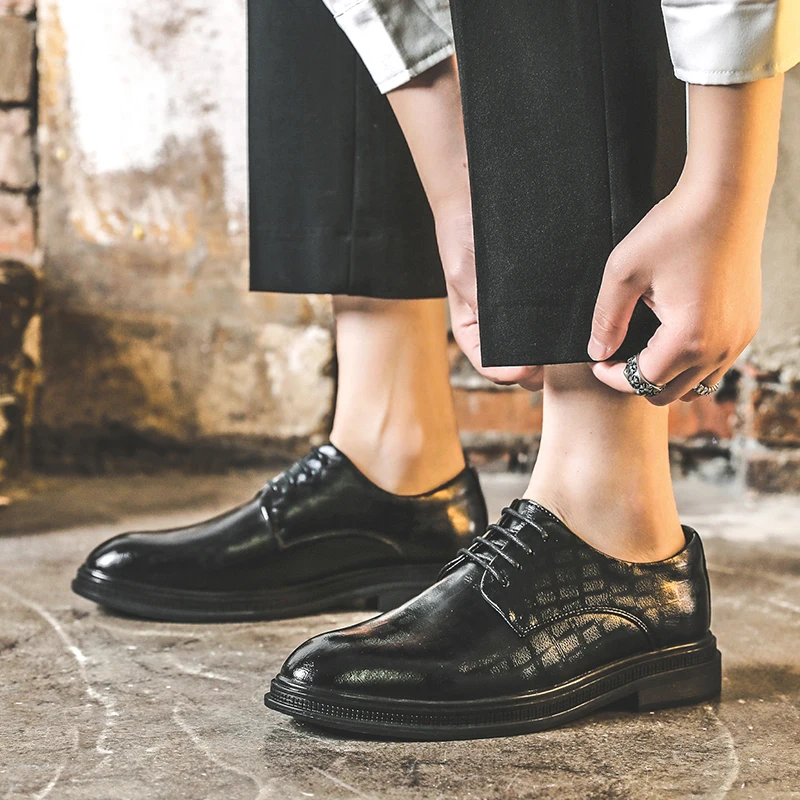 Мужские деловые повседневные кожаные туфли классические джентльменские для