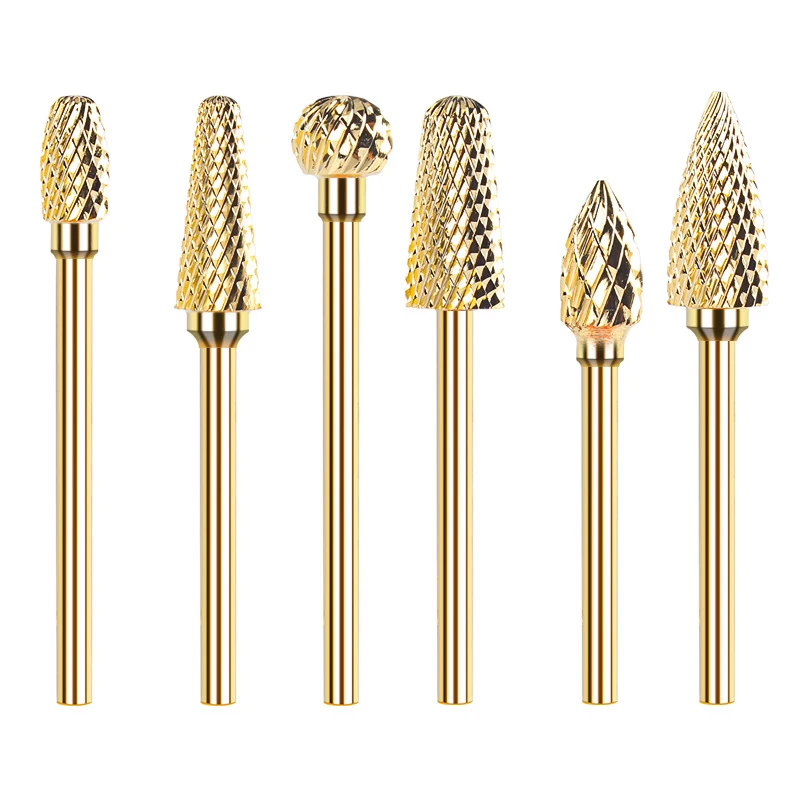 

1pcs Tungsten Nail Drill Bits Smooth Round Top Large Barrel Head To Nails Carbide Milling Cutter For Electric Nail File Tools