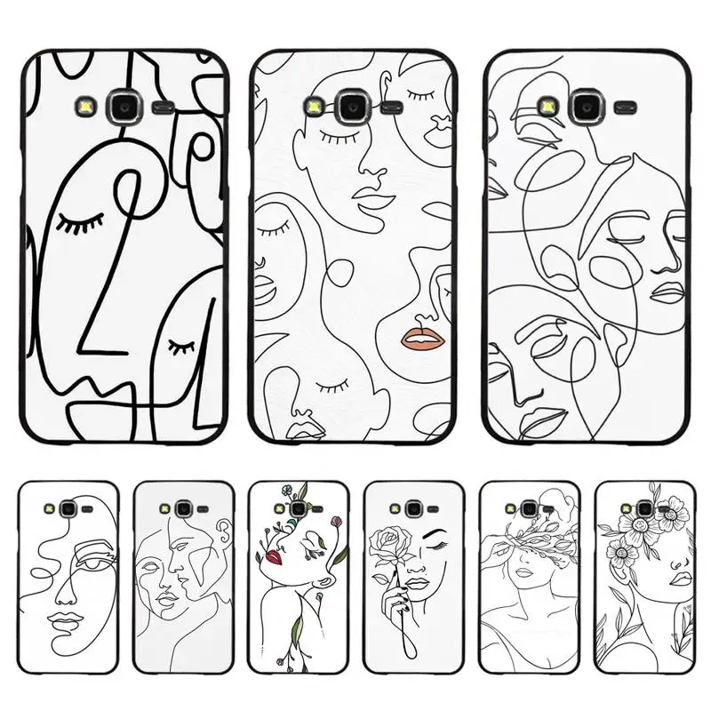 

Geometric Art Line Face Phone Case For Samsung Galaxy J 4plus J6 J5 J72016 J7prime cover for J7Core J6plus Back Coque