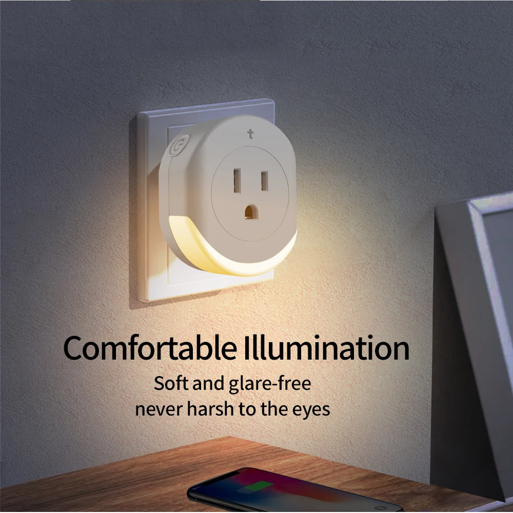 

Светодиодный светильник techklou с функцией «умная розетка», декор для комнаты, ночсветильник с функцией «2 в 1», с поддержкой Wi-Fi, с управлением ...