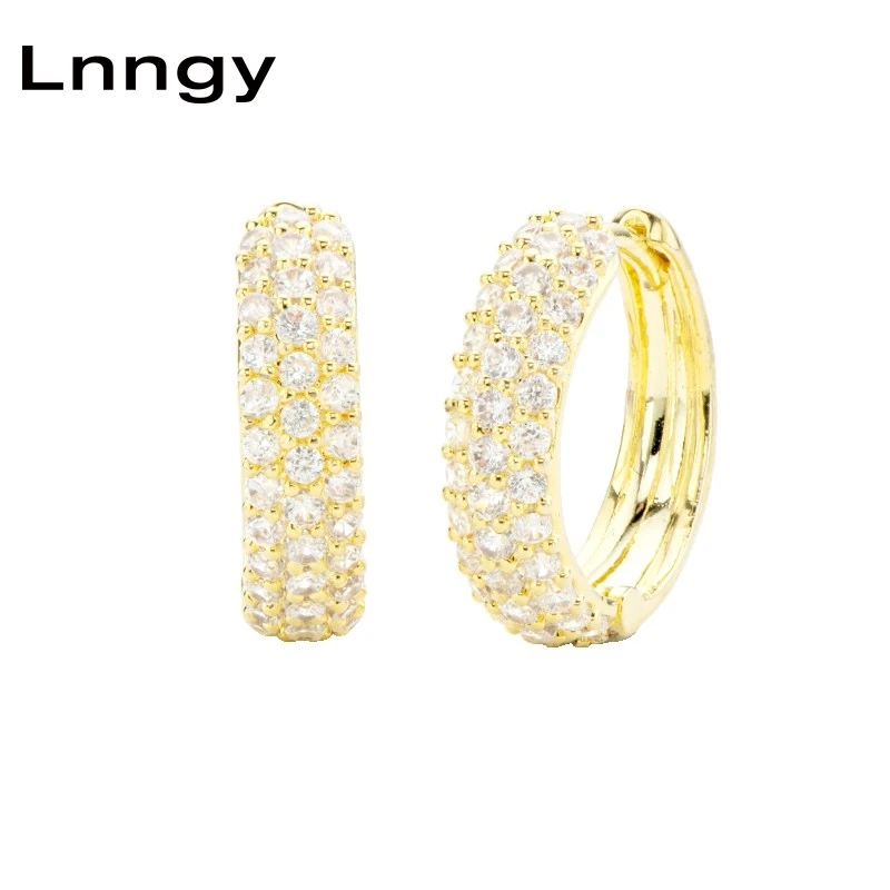 

Lnngy Yellow Gold 12mm Huggie Hoop Earrings in 10K/14K Solid Gold Pave Cubic Zirconia Birthday Jewelry Gifts for Women Girls