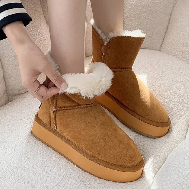 

Классические зимние ботинки для снежной погоды, женские ботинки из овечьей шерсти с натуральной шерстью, мужские зимние ботинки, женские бо...