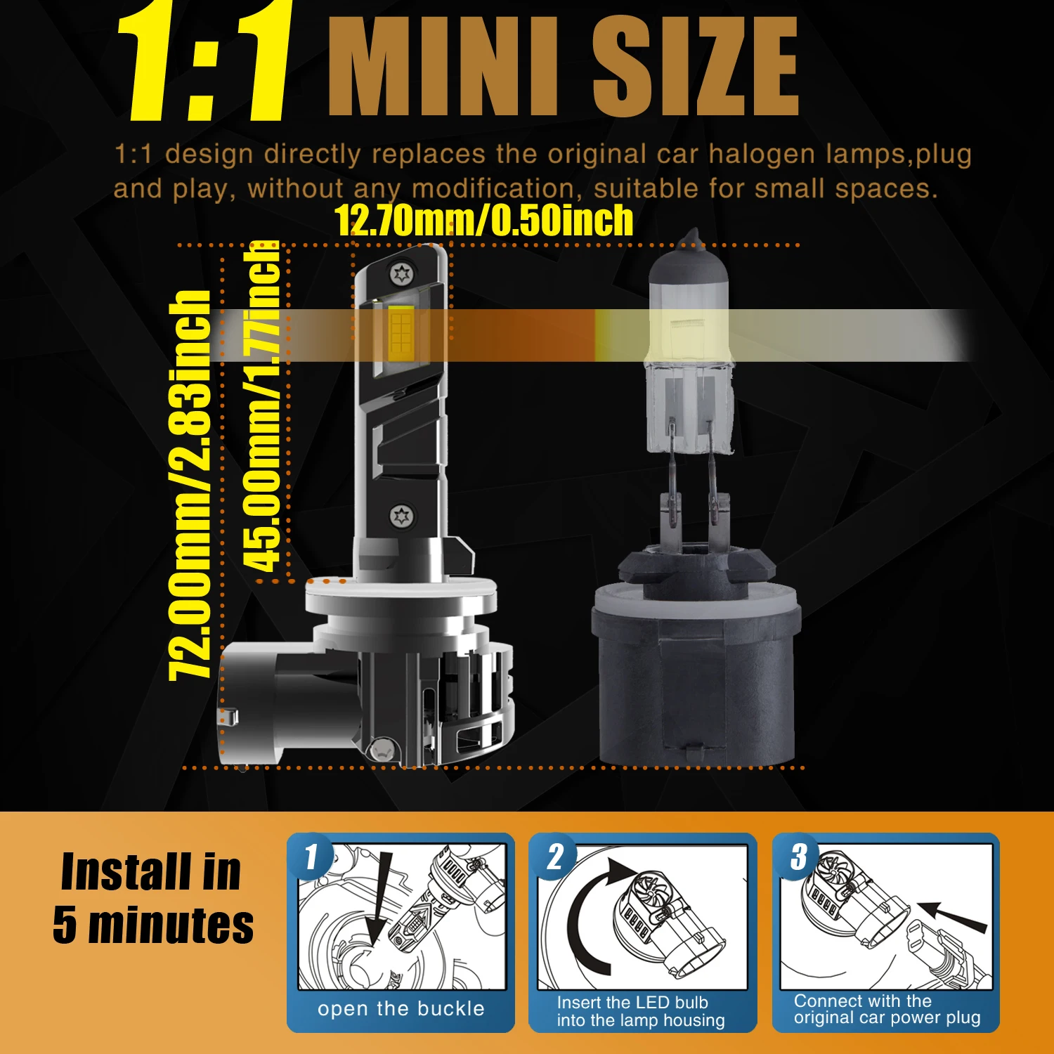 2 шт. Автомобильные светодиодные лампы Canbus 880 H27 12 В 55 Вт
