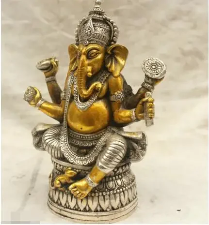 Китайская Тибетская культура Серебряная бронза Гапаті Ганеш Лорд Ганеша Статуя