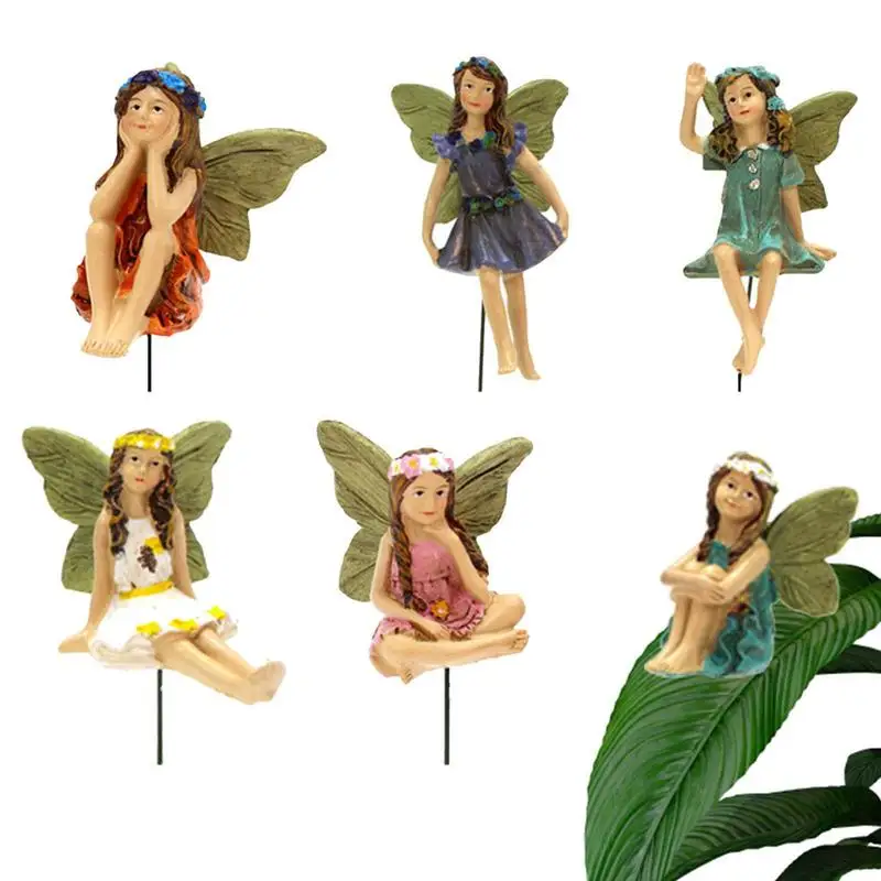 

6pcs Miniature Fairies Figurines For Flower Pot Decor Mini Fairies Garden Outdoor Ornaments Decor Statue Accessories