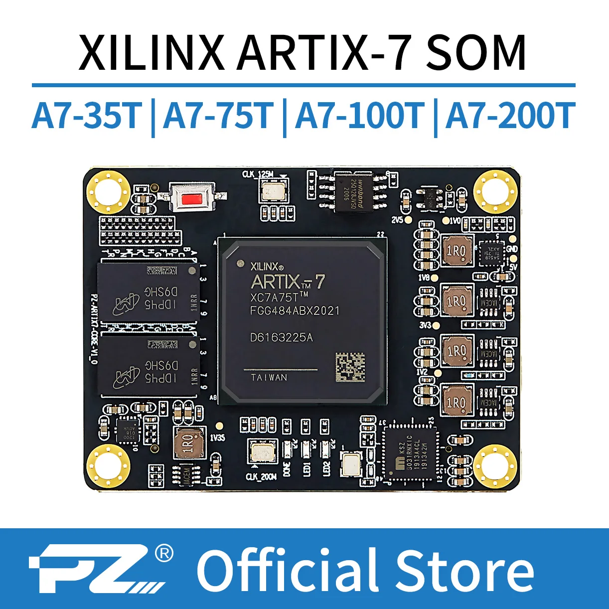 PUZHI SoM 7A035 7A075 : Xilinx SoC Artix 7 35T 75T FPGA Core Board Industrial Grade System on Module