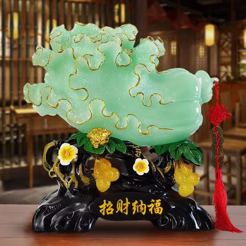 

Home decoration accessories Zhaocai Nafu Jinbian Jade Cabbage Resin Crafts Gift for opening a company store Lucky ornaments