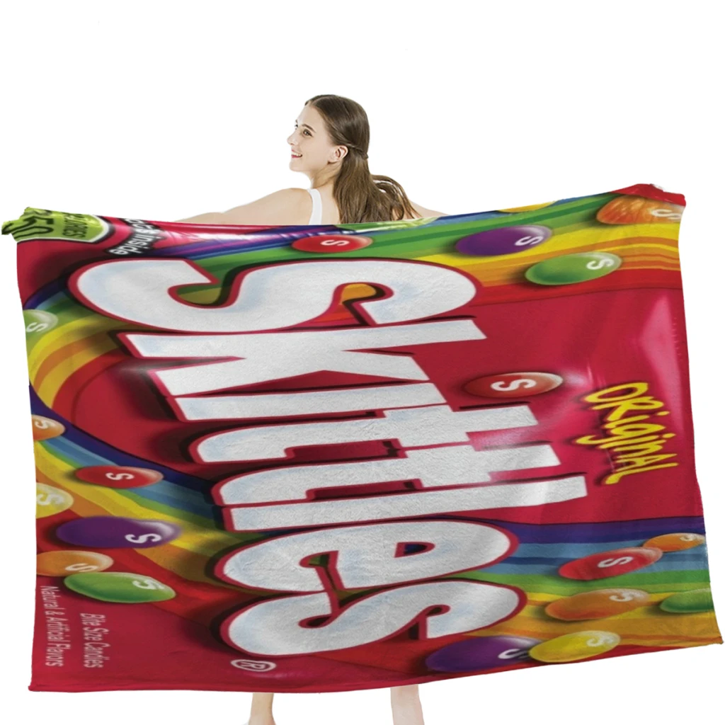 

SkIttIes Throw Blanket Soft Velvet Blanket Camping ,Travel Bedding Blanket