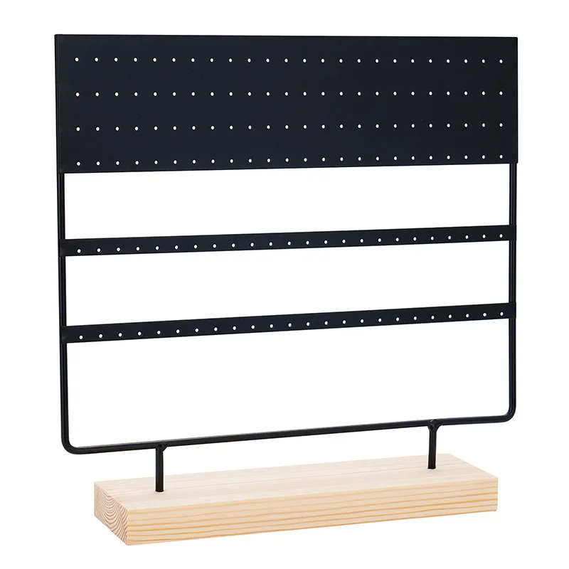 144 Holes Stand Jewelry Display Organizer Earrings Pendants Bracelets Jewelry Holder with Wooden Base Earrings Storage Rack