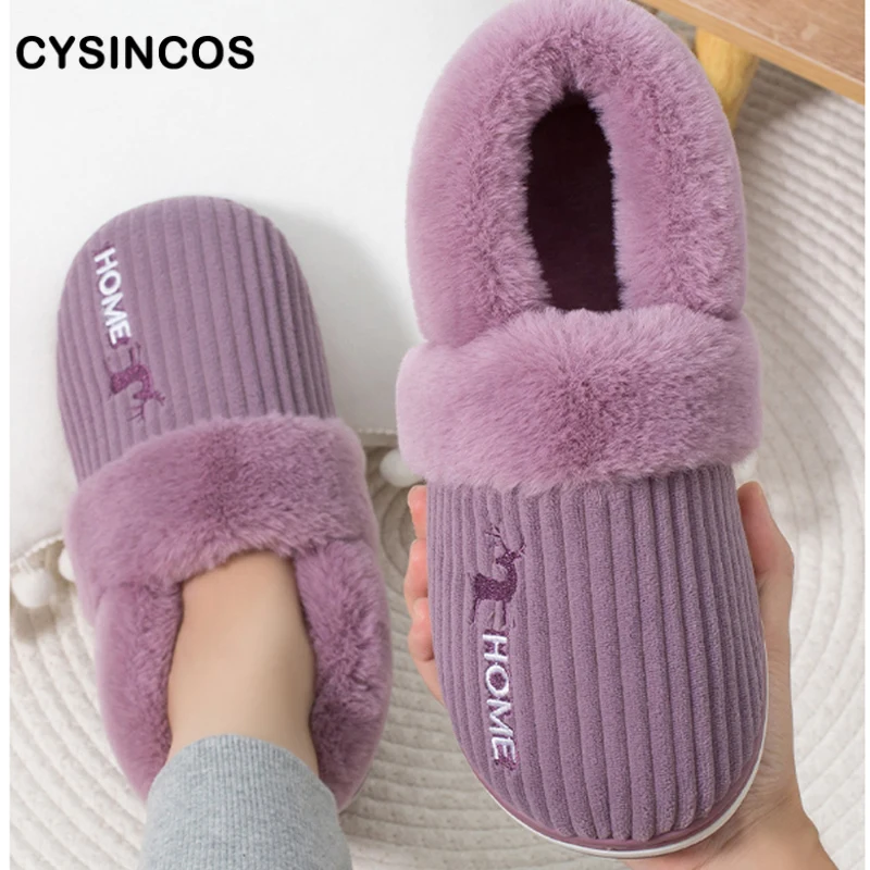 

Домашние тапочки для пар для женщин и мужчин, новые модные теплые зимние меховые мягкие короткие плюшевые тапочки, Нескользящие сланцы для ...