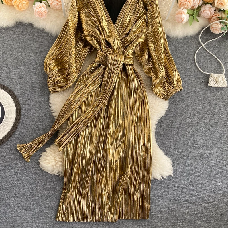 

Вечерние однотонные платья с высокой талией в стиле бохо, роскошные женские Подиумные элегантные платья с длинным рукавом, винтажное плать...