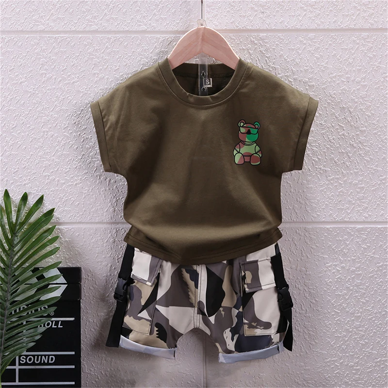 

New Summer Kids Clothes Boys Costume Sets Short-Sleeve T-shirt+Shorts Sports Suit Children Clothing Boy Sets 1 2 3 4 Years Old