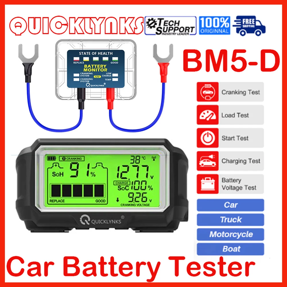 QUICKLYNKS BM5-D 12 В светодиодный тестер батареи монитор проекционный дисплей