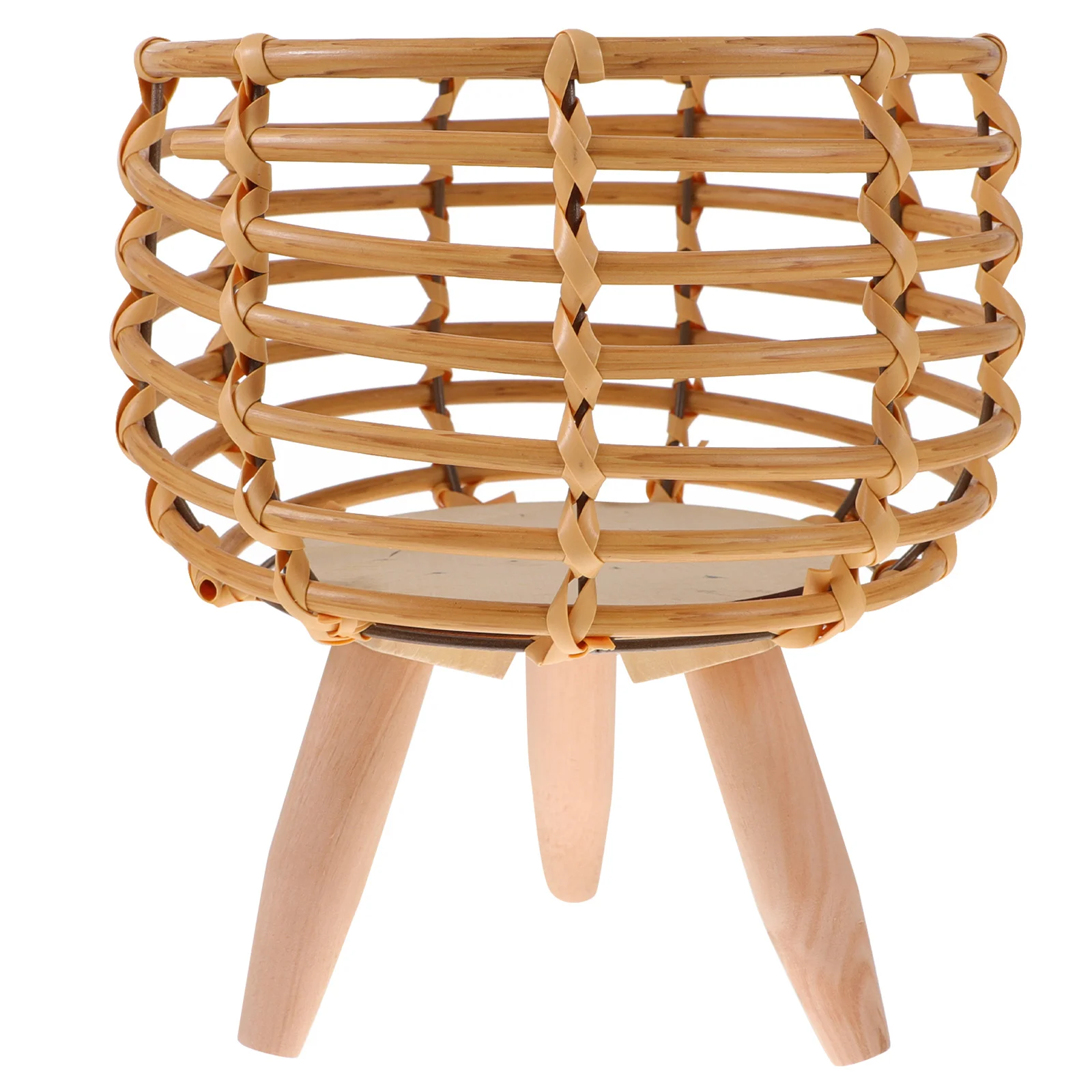 

Wood Planter Basket Planters Plants Woven Pot Rack Houseplant Pots Stand Home Flower Bonsai Holder