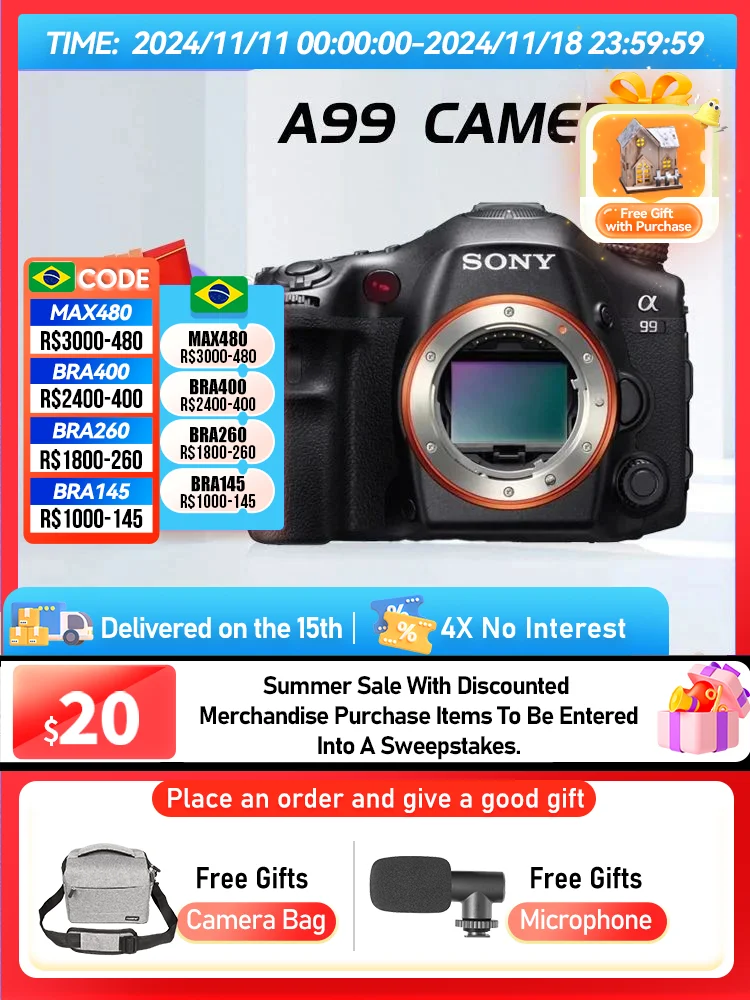 Цифровая зеркальная камера Sony A99 II A77 полнокадровая 4K с 4-кратным цифровым зумом