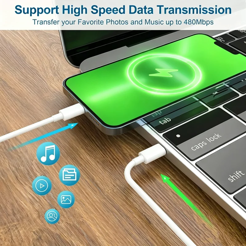 Фото Кабель Lightning PD 20 Вт, тип C, для быстрой зарядки, сертифицированный MFI, для iPhone 14, 13, 12, 11 Pro Max, XS Max, XR, 6, 7, 8 №2