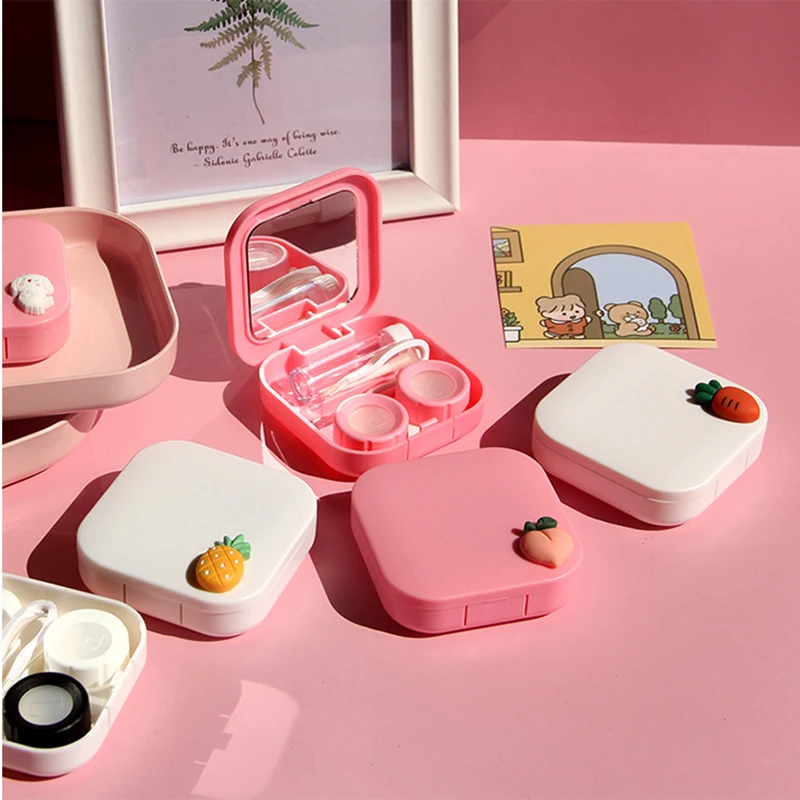 

1 PC Candy Color Portable Cute Contact Lenses Box With Mirror Travel Lens Case Beauty Pupil Storage Companion Box