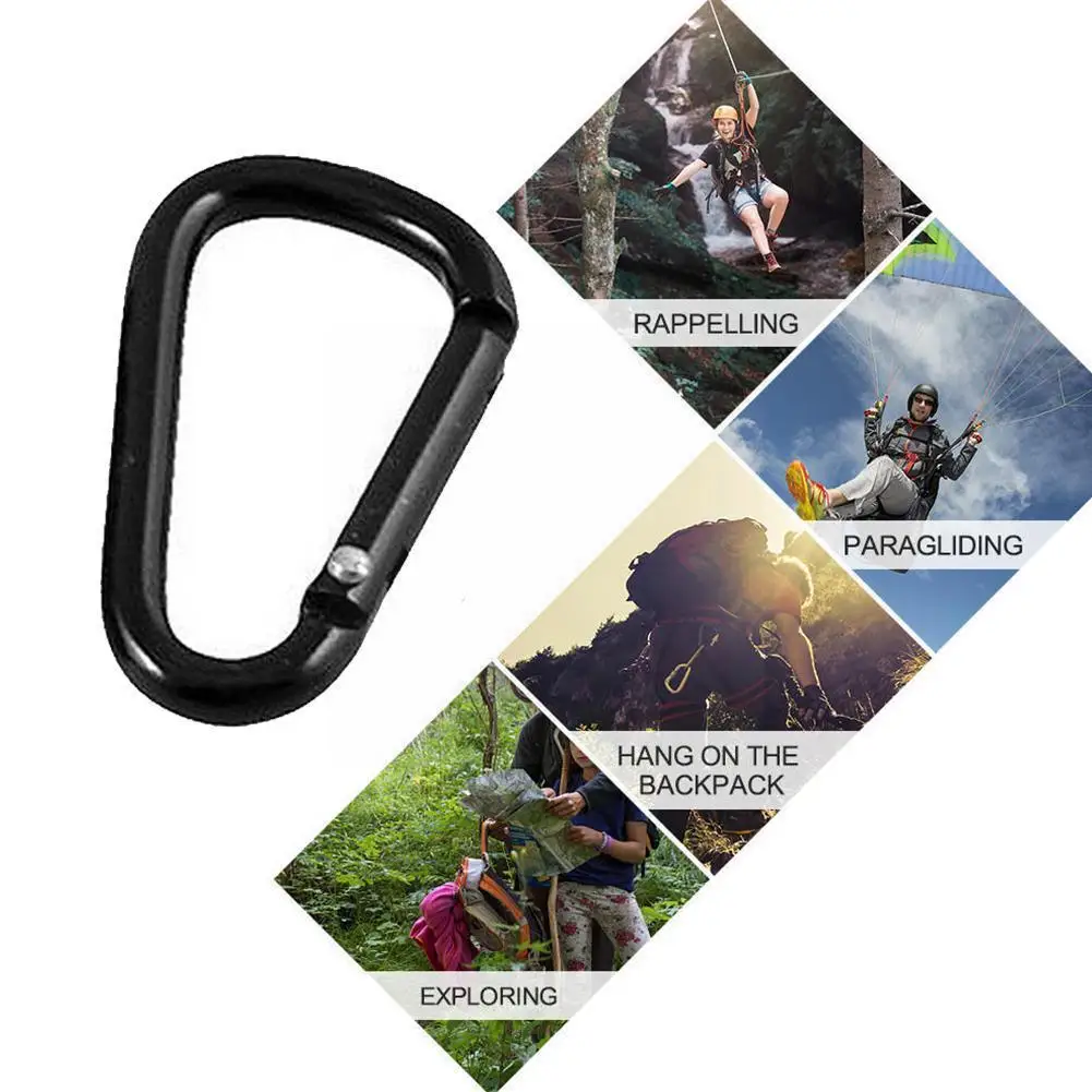 

1pc Aluminum Alloy Carabiner Black D-ring Chain Ring Climbin Kit Camping H6j2 Outdoor Clip Travel Hook Snap Outdoor T9z2