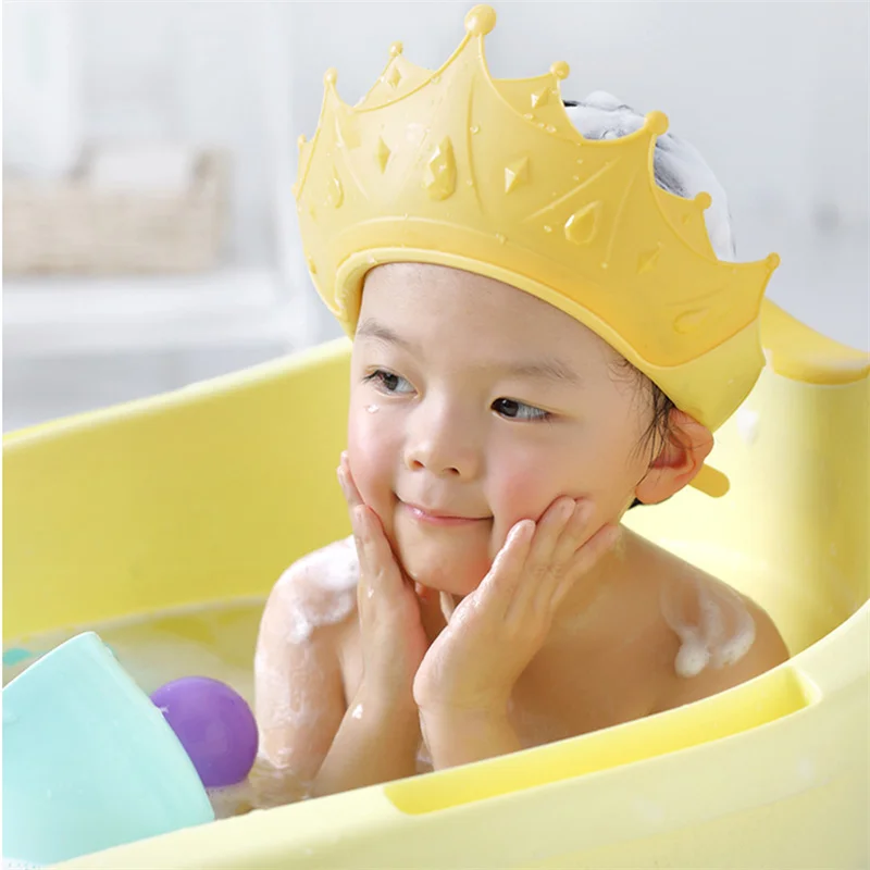 

Baby Swim Shower Cap Bath Shampoo Adjustable Eye Protection Head Water Cover Baby Care Wash Hair Shower Cap For 0-6 Years Kids