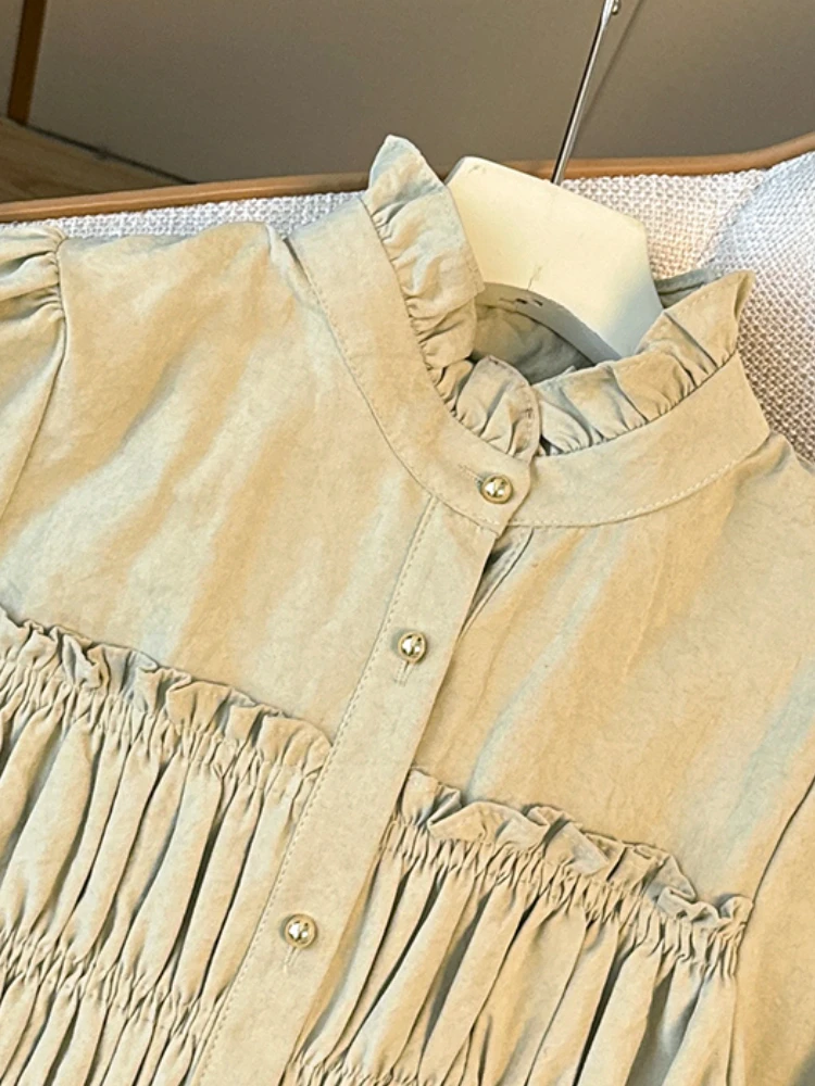 Matakawa Bloues однотонные весенне-осенние милые корейские модные женские рубашки с