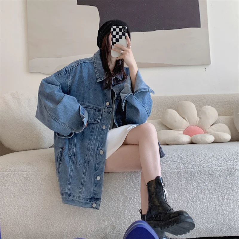 Женские повседневные джинсовые куртки новинка 2025 года осень винтажная шикарная