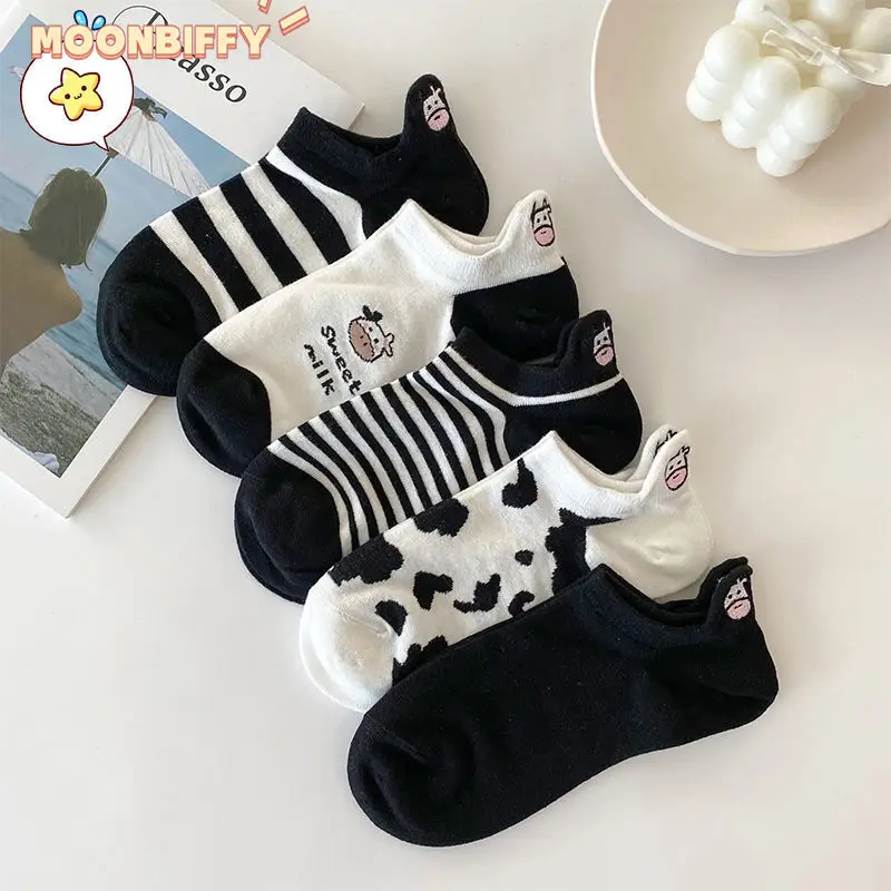 

Women Black Boat Socks Shallow Mouth Low Tube Spring and Summer Sock Breathable Cute Sweet Korean Version Socks Mujer