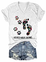 lovessales womens animaldognever walk alone v neck short sleeve 100 cotton t shirt