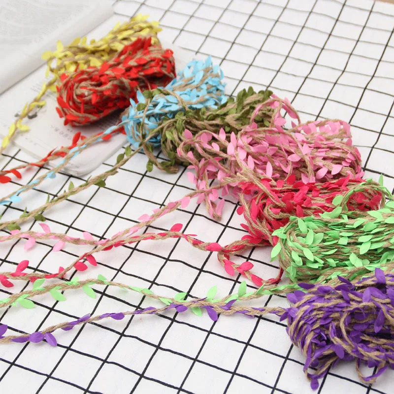 

NEW Vintage Leaf Rope Natural Hessian Jute Twine Rope Burlap Ribbon DIY Craft Christmas Home Wedding Party Decor
