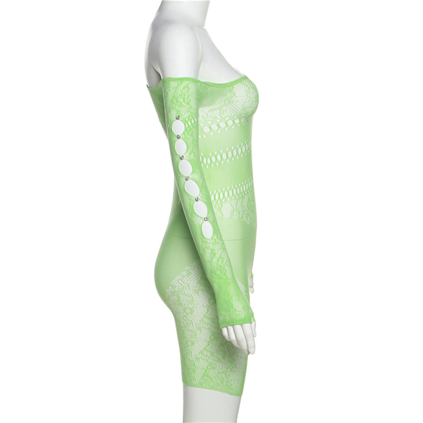 

Женский сексуальный прозрачный комбинезон, прозрачные сетчатые комбинезоны с длинным рукавом, ажурные Комбинезоны для дам и маленьких девочек